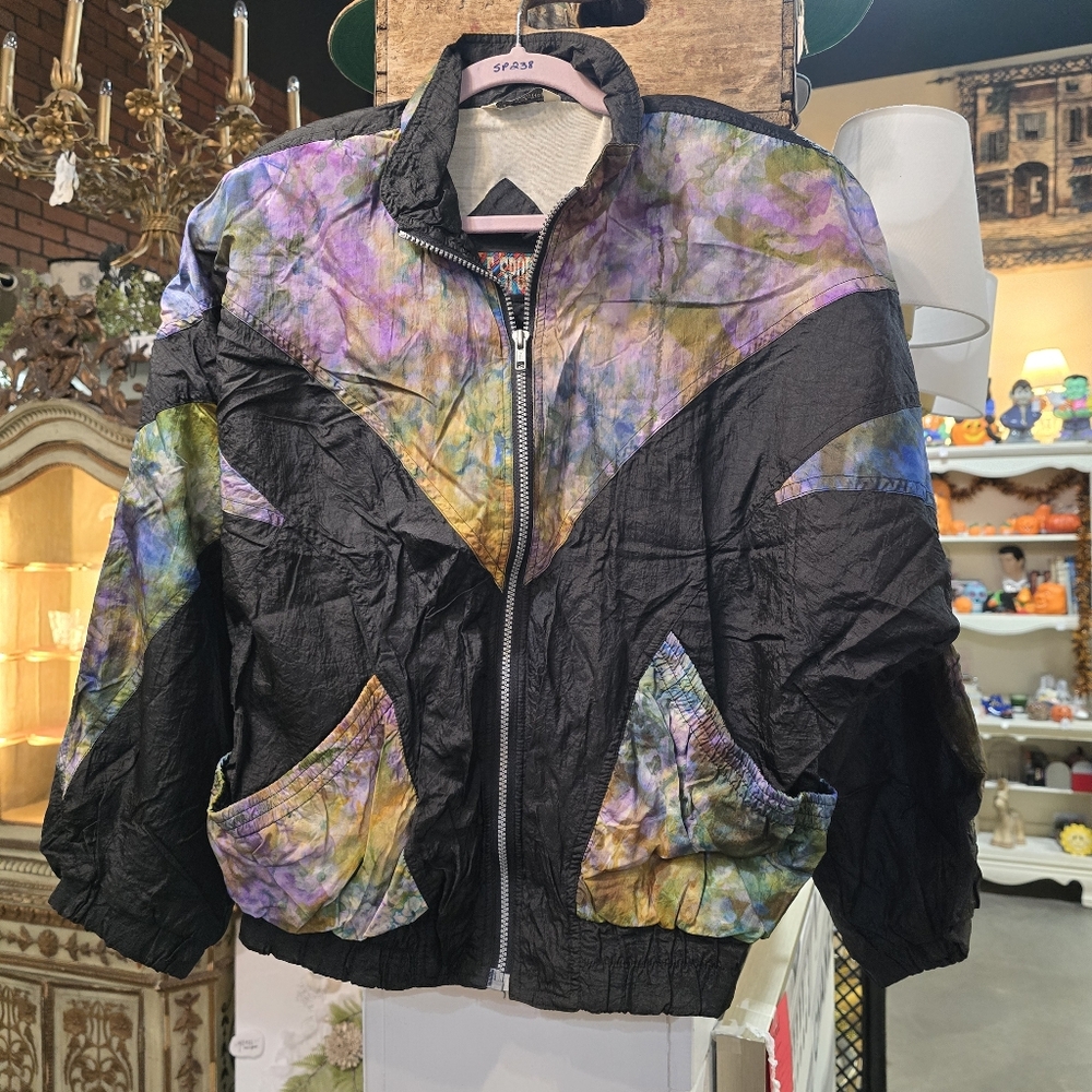 Vintage R. E. Sport Colorful Tie-Dye Windbreaker Jacket Sz: S